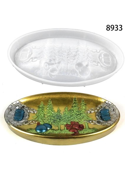 Noel Tepsisi Silikon Kalıp Diy Oval Yarı Boyutlu Noel Dekoratif Tepsi Depolama Tepsisi Süslemeleri (Yurt Dışından) indirimleri