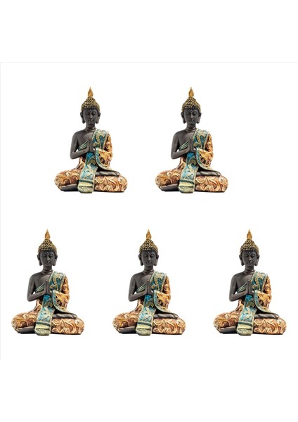 5x Buddha Heykeli Tayland Heykel Reçine El Yapımı Budizm Hindu Feng Shui Heykelcik Meditasyon Ev Dekoru Süsleme (Yurt Dışından)