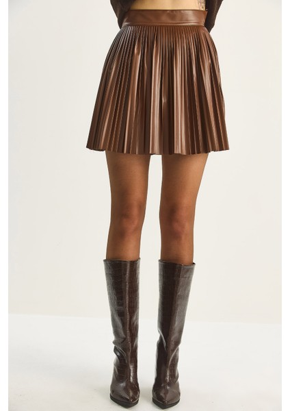 Kadın Deri Pileli Mini Etek indirimleri