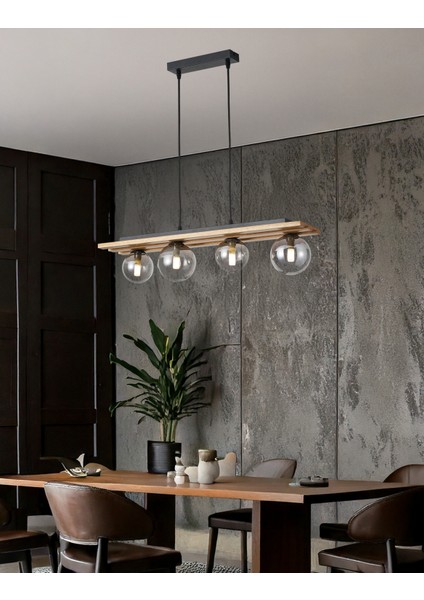 Meggy 4'lü Ahşap Sarkıt Avize