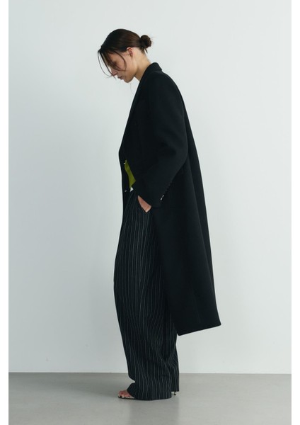 Siyah Edge Kruvaze Kaban