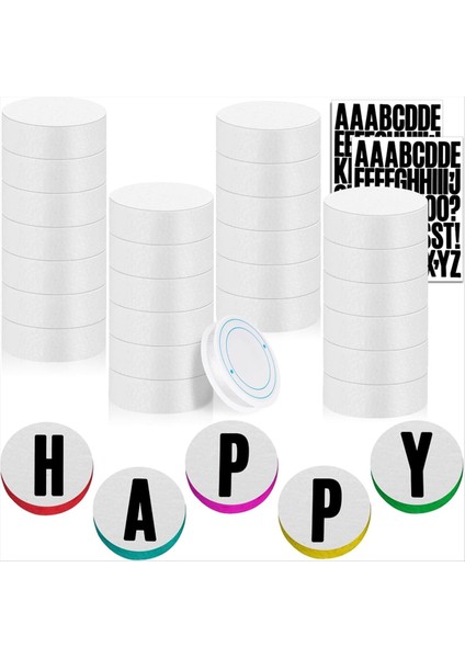 El Sanatları Için 3 Inç Köpük Daireler 30 Adet Beyaz Straforlu Harf Çıkartmaları ve Bilezik Yapımı Için Asılı Telli (Yurt Dışından)