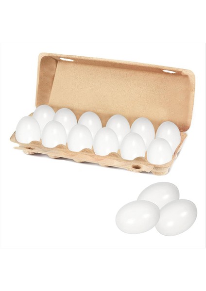 12 Adet Ahşap Yumurta Boyalı Paskalya Yumurtaları Boyasız Ahşap Yumurta El Sanatları Için Paskalya Dekorasyon Beyaz (Yurt Dışından)