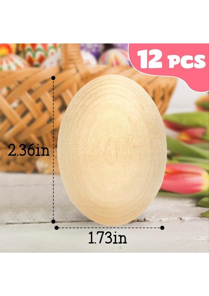 12 Adet Ahşap Yumurta Boyalı Paskalya Yumurtaları Boyasız Ahşap Yumurta El Sanatları Için Paskalya Dekorasyon Beyaz (Yurt Dışından) modelleri