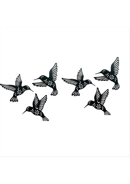 Metal Sinek Kuşu Açık Duvar Dekorasyonu Altı Sinek Kuşu Siluetleri Demir Zanaat Dekorasyonu Duvar Asma (Yurt Dışından)