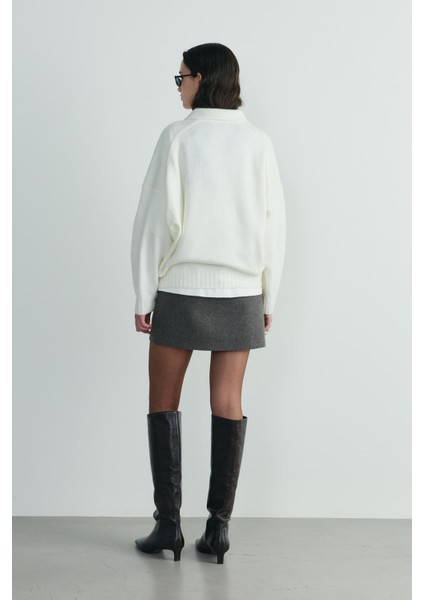 Ekru Rani Polo Yaka Oversize Kazak fırsatları