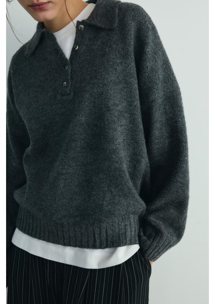 Füme Rani Polo Yaka Oversize Kazak