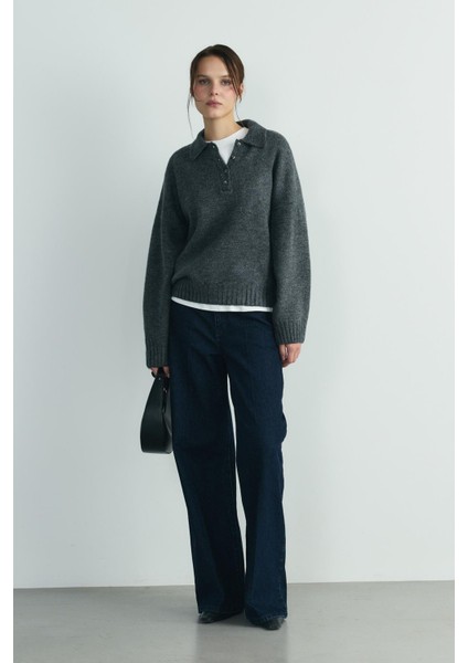 Füme Rani Polo Yaka Oversize Kazak fiyatları