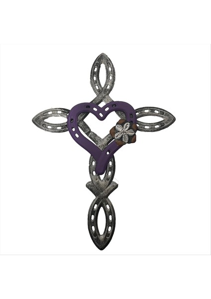 Kalpli Doğal At Nalı Çapraz Metal Zanaat Horsu Kalp Dekoru Rustik Metal Çapraz Işaret Manevi Mor (Yurt Dışından) fiyatları