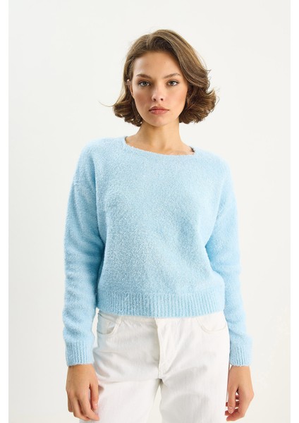 Kadın Kare Yaka Yumuşak Doku Triko Kazak fırsatları