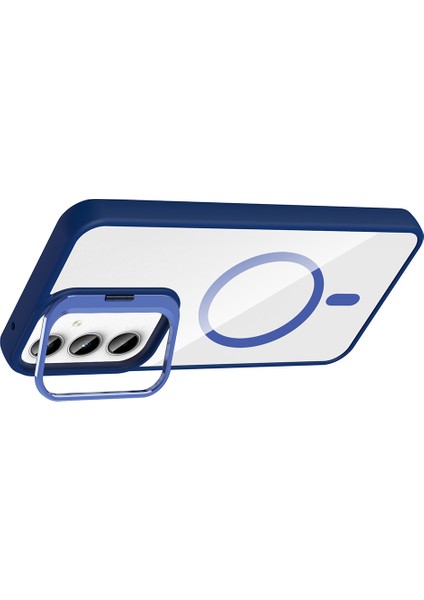 Samsung Galaxy A35 Kılıf Standlı ve Kamera Lens Hediyeli M-Safe Şarj Özellikli Kapak (Etro)