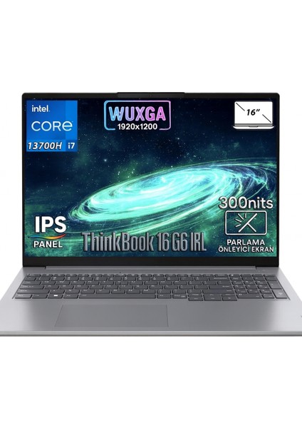 Thinkbook 16 G6 Irl Intel Core I7-13700H 16GB 1tb SSD 16" Wuxga IPS Panel Freedos Taşınabilir Bilgisayar 21KH00V1TR-BS3