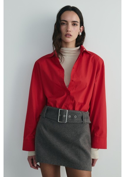 Kahverengi Blair Kemerli Kaşe Mini Etek modelleri