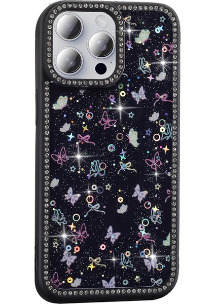 Apple iPhone 15 Pro Kılıf Taşlı ve Simli Tasarım Kapak (Azra) indirimleri