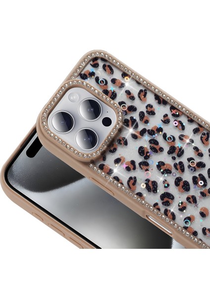 Apple iPhone 16 Pro Kılıf Taşlı ve Simli Tasarım Kapak (Azra)