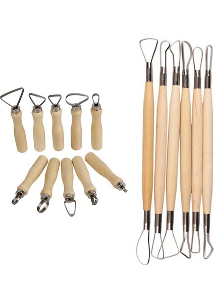 16 Pcs Kil Pamukat Heykeltraşlığı Aracı 10 Pcs Metal + Ahşap Kalın Tutar Düz Tel Kesici ve 6 Pcs 8 Inç Çift Uçlu Heykeltıraş Aracı Ahşap Tutma (Yurt Dışından)