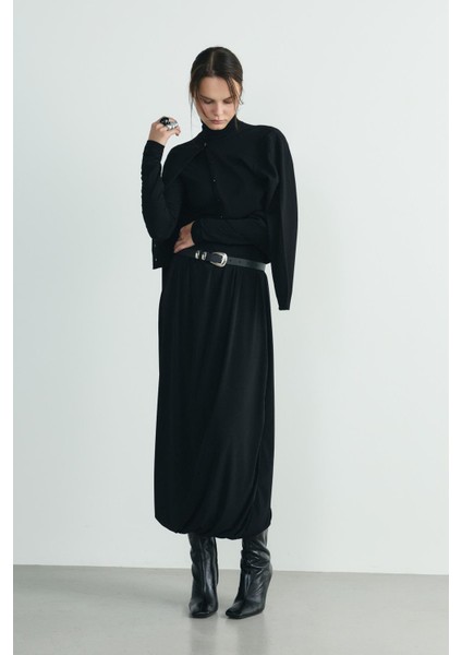 Siyah Emma Balon Midi Etek