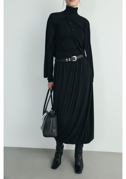 Siyah Emma Balon Midi Etek fırsatları