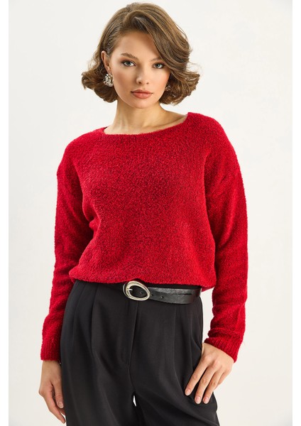 Kadın Kare Yaka Yumuşak Doku Triko Kazak fiyatları