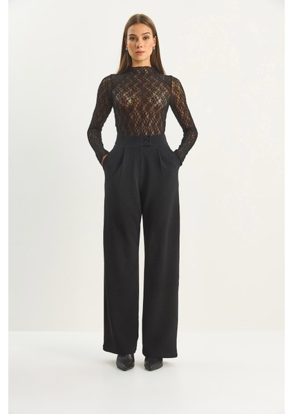 Kadın Yüksek Bel Çift Düğmeli Palazzo Pantolon modelleri