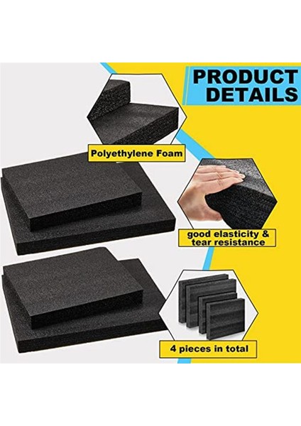 4 Adet Özelleştirilebilir Polietilen Köpük Paketleme Köpük Ekler Kılıflar Için Aracı Köpük Siyah Köpük Sac Ambalaj ve El Sanatları Için (Yurt Dışından) fırsatları