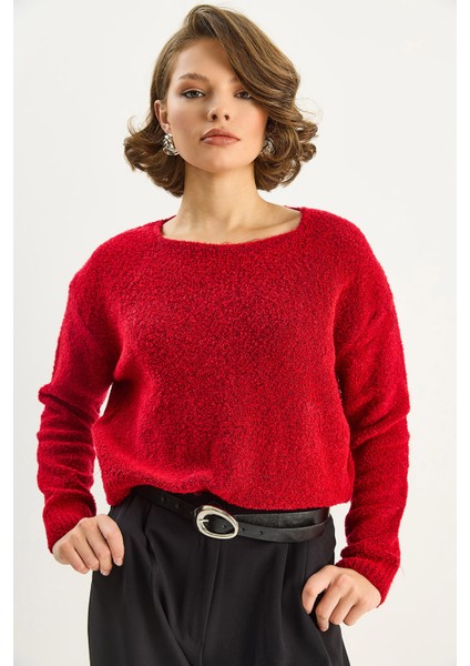 Kadın Kare Yaka Yumuşak Doku Triko Kazak modelleri