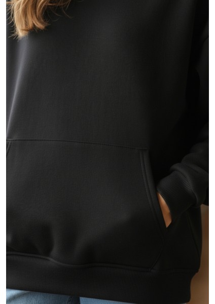Kadın Oversize % 100 Pamuk Içi Polarlı Yumuşak Dokulu Basic Kapüşonlu Sweatshirt fiyatları