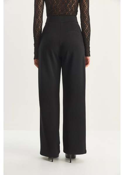 Kadın Yüksek Bel Çift Düğmeli Palazzo Pantolon