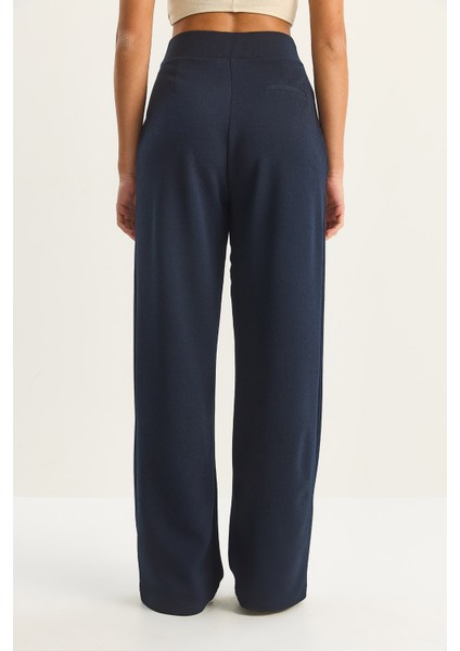 Kadın Yüksek Bel Çift Düğmeli Palazzo Pantolon