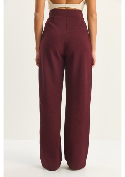 Kadın Yüksek Bel Çift Düğmeli Palazzo Pantolon