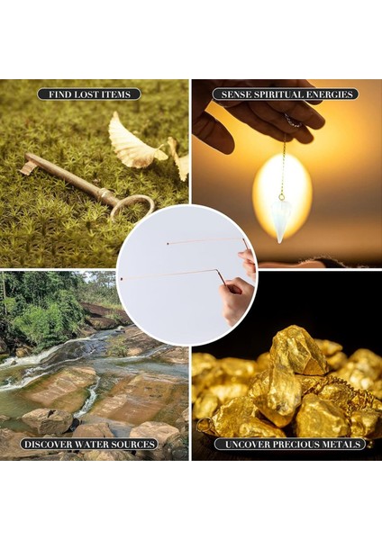 Bakır Dowsing Çubukları - 2 Adet Divinying Çubuklar + Dowsing Sarkaç + Kehanet Mat- Kesenli Su Hazine Gömülü Eşyalar Vb (Yurt Dışından) fiyatları