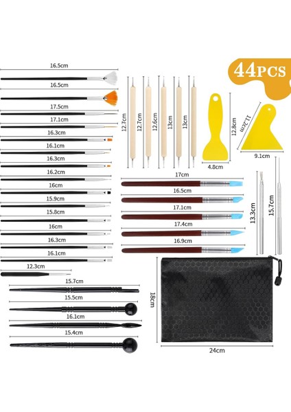 44 Kil Çömlek Aleti Kiti - Dıy Sanatçısı Için Modelleme Tam Set Seramik El Sanatları Kabartma Sanat ve Modelleme (Yurt Dışından) fiyatları