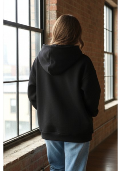 Kadın Oversize % 100 Pamuk Içi Polarlı Yumuşak Dokulu Basic Kapüşonlu Sweatshirt fırsatları