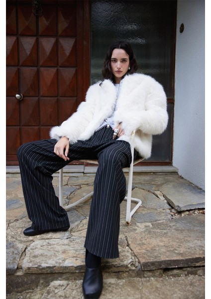 Ekru Lexi Suni Kürk Ceket modelleri