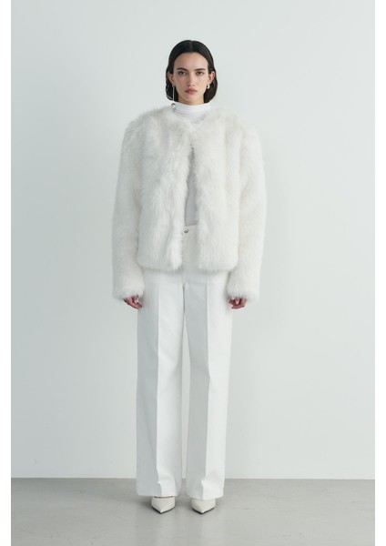 Ekru Lexi Suni Kürk Ceket
