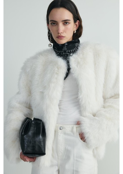Ekru Lexi Suni Kürk Ceket