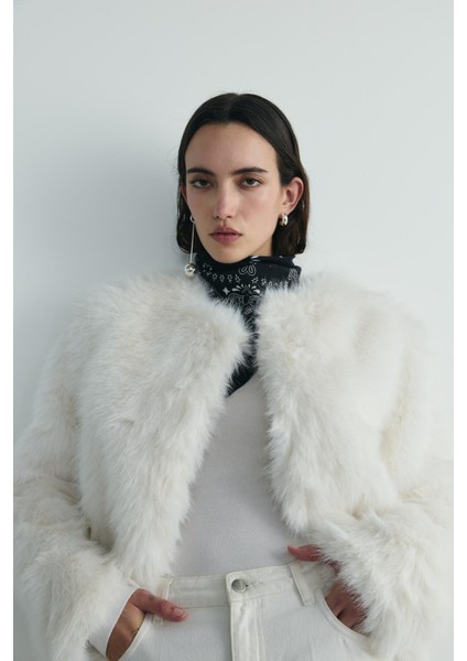 Ekru Lexi Suni Kürk Ceket