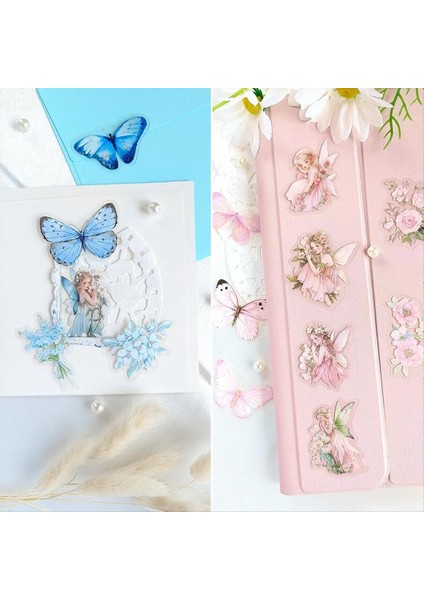 Çiçek Peri Çıkartmaları Seti - 160 Pcs Şeffaf Pet Estetik Çiçek Çiçekleri El Sanatları Zarflar Reçine Junk Journal Için (Yurt Dışından) modelleri