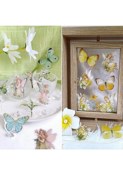 Çiçek Peri Çıkartmaları Seti - 160 Pcs Şeffaf Pet Estetik Çiçek Çiçekleri El Sanatları Zarflar Reçine Junk Journal Için (Yurt Dışından) fırsatları