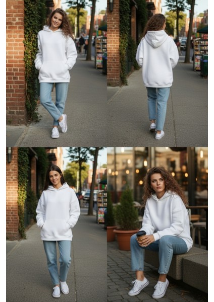 Kadın Oversize % 100 Pamuk Içi Polarlı Yumuşak Dokulu Basic Kapüşonlu Sweatshirt modelleri