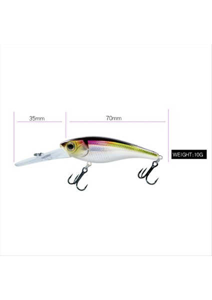 Yüzen Balıkçılık Cazibesi 70MM 10G Derin Dalış Tatlı Su Tuzlu Su Balıkçılığı Crankbait Wobbler (Yurt Dışından) modelleri