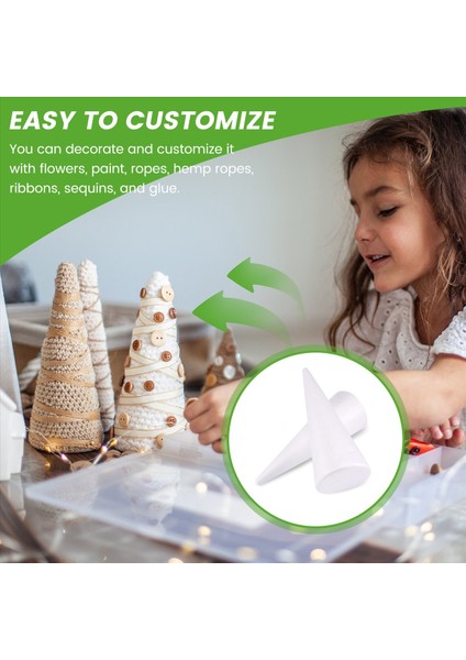 Dıy El Sanatları Için Köpük Ağacı Konileri Beyaz Polistiren Sanat Malzemeleri (4 5 x 13 5 Inç 4 Paket) (Yurt Dışından) indirimleri