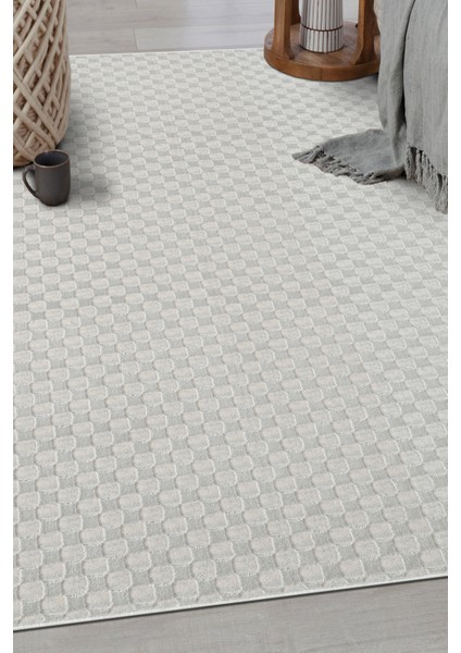 Gri Pamuk Taban Modern Dama Desen Özel Ölçü Salon Koridor Çocuk Antre Oturma Odası Halı Yolluk