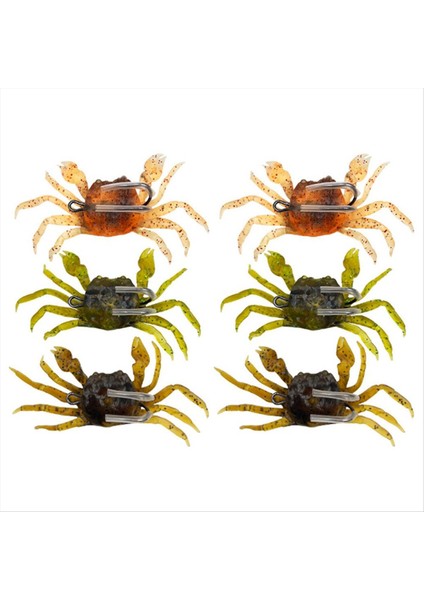 6pcs Cranka Yengeç Cazibesi Yengeç Yemi 3D Simüle Edilmiş Yengeç Yumuşak Cazibesi Balıkçılık Aksesuarları Için Keskin Çift Kancalar (Yurt Dışından)