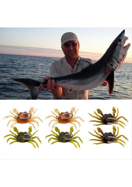 6pcs Cranka Yengeç Cazibesi Yengeç Yemi 3D Simüle Edilmiş Yengeç Yumuşak Cazibesi Balıkçılık Aksesuarları Için Keskin Çift Kancalar (Yurt Dışından) fiyatları