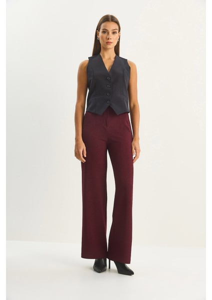 Kadın Yüksek Bel Fileto Detaylı Cepli Bol Paça Pantolon fiyatları