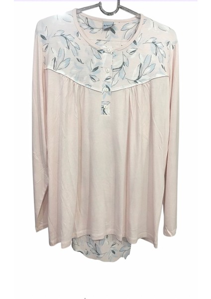 Uzun Kollu Kadın Patlı Robalı 4 Mevsim % 100 Pamuk Viskon Pijama TAKIMI-14950