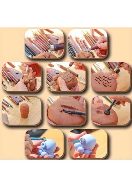 Kil Heykel Araçları Ahşap Tutamaklı Temel Kil Çömlek Oyma Alet Kiti ve Oyma Kalıplama Için Alet Torbası (Yurt Dışından) fiyatları