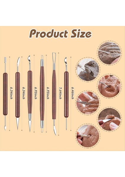 Kil Heykel Araçları Ahşap Tutamaklı Temel Kil Çömlek Oyma Alet Kiti ve Oyma Kalıplama Için Alet Torbası (Yurt Dışından) modelleri