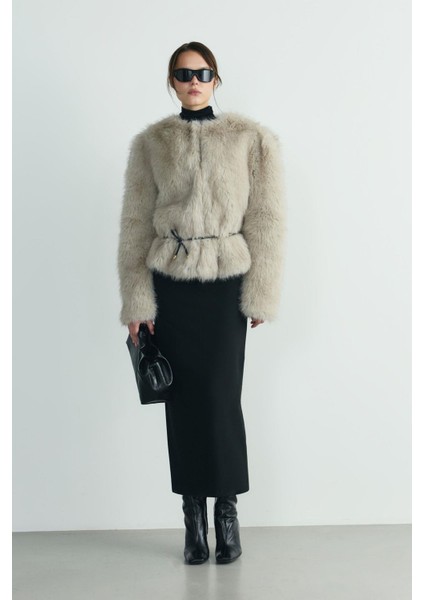 Gri Lexi Suni Kürk Ceket